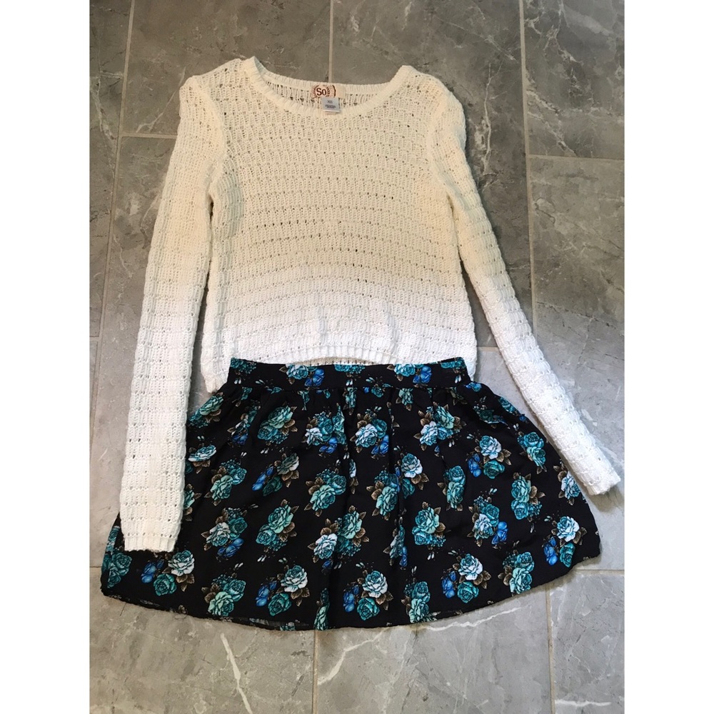 Black and blue floral skirt